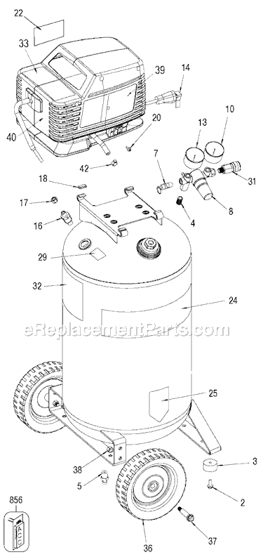 Page A Diagram and Parts List for 919-16737 Type 0 Black and Decker Compressor
